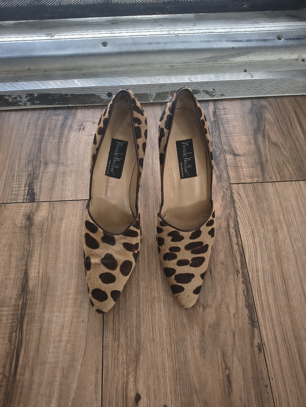 Nicole Miller Leopard-Print Pointed Toe Pumps - Tan & Black
